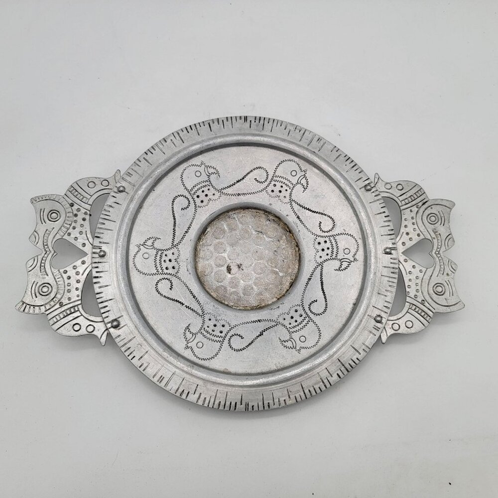 Etched Handled Aluminum Tray with Birds